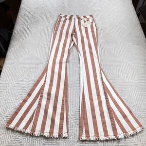 Altar'd State Striped Flare Jeans Women's S Bell Bottom 70s Boho Festival Hippie